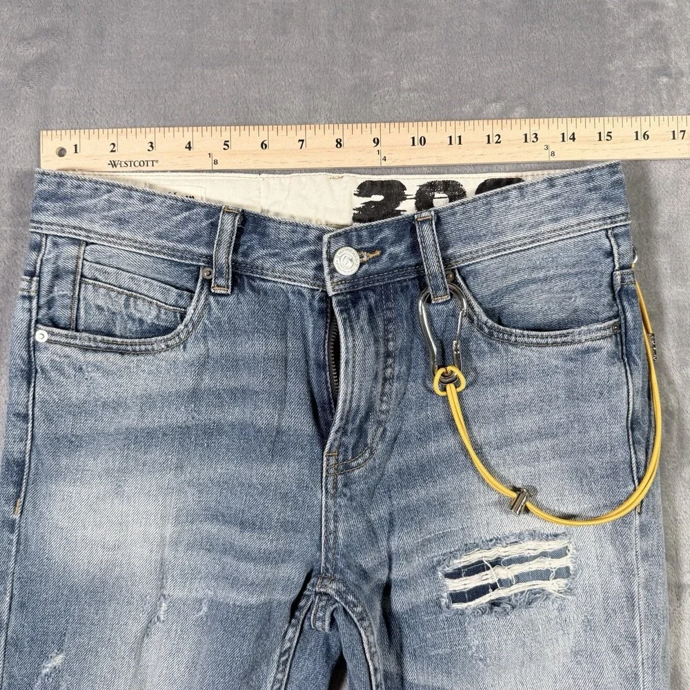 Cabbeen Distressed Jeans 28x27 Blue Denim Y2K Grunge Streetwear Taper FZT 81006